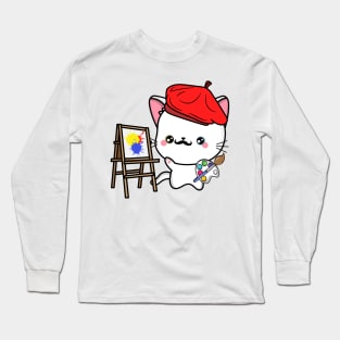 Funny angora cat is a painter Long Sleeve T-Shirt